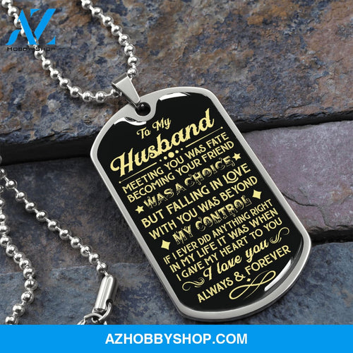 Husband - Gave My Heart - Military Necklace