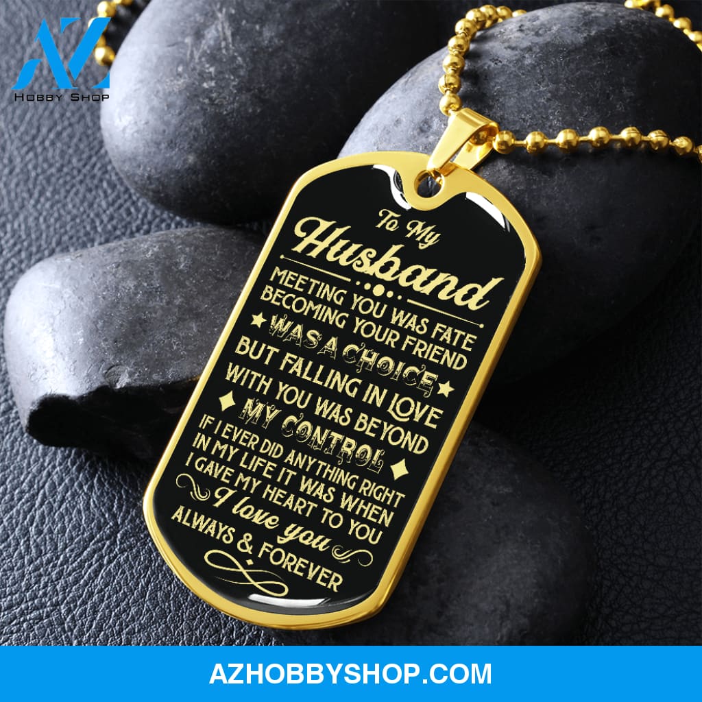 Husband - Gave My Heart - Military Necklace