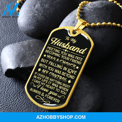 Husband - Gave My Heart - Military Necklace