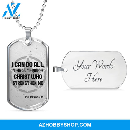 I Can Do All Things - Graphical Dog Tag & Ball chain (steel) Man