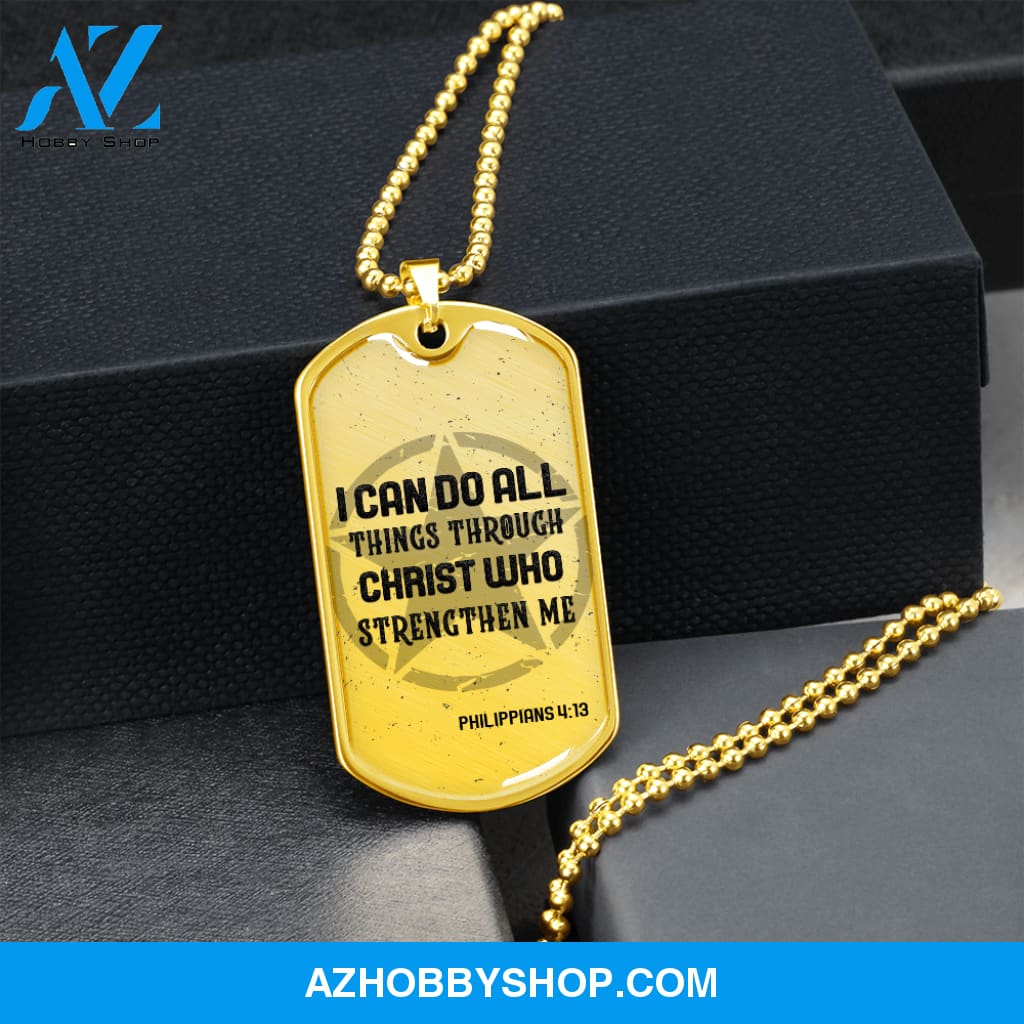 I Can Do All Things - Graphical Dog Tag & Ball chain (steel) Man