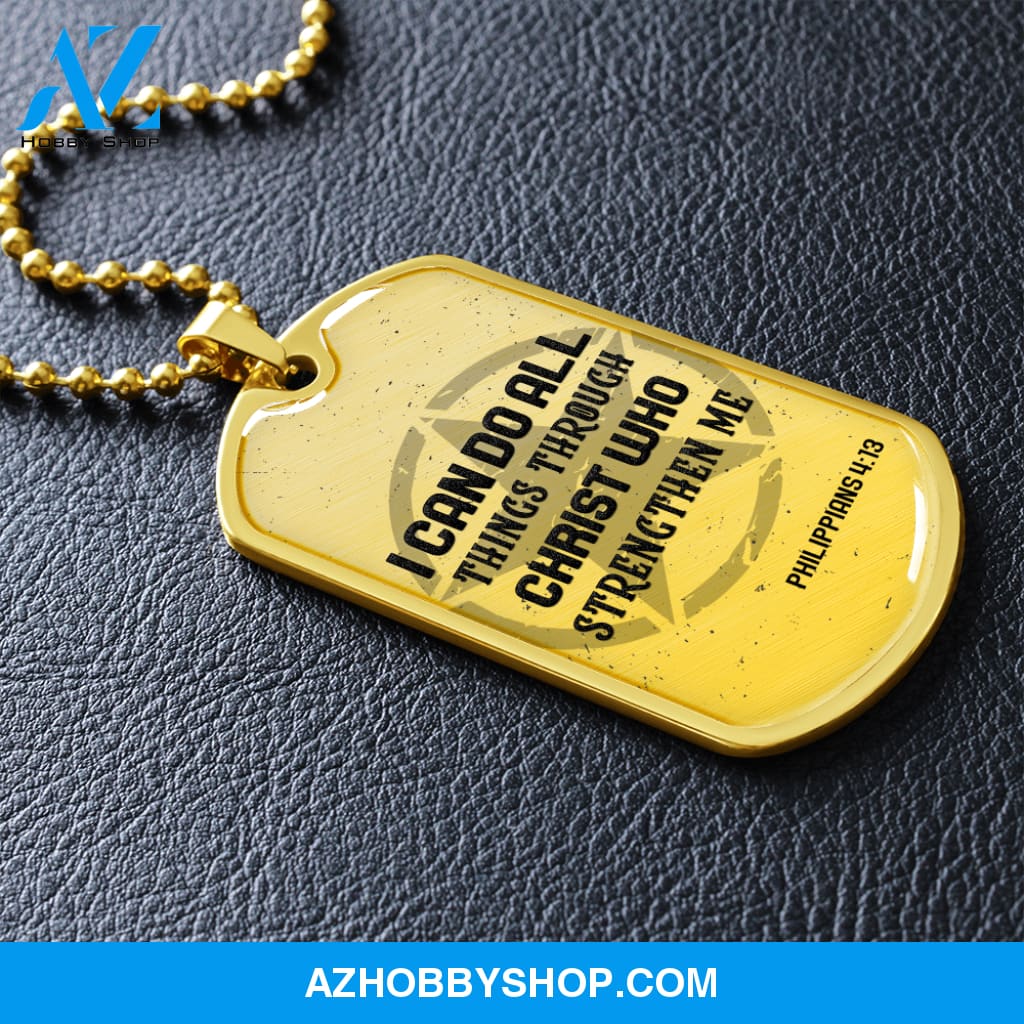 I Can Do All Things - Graphical Dog Tag & Ball chain (steel) Man