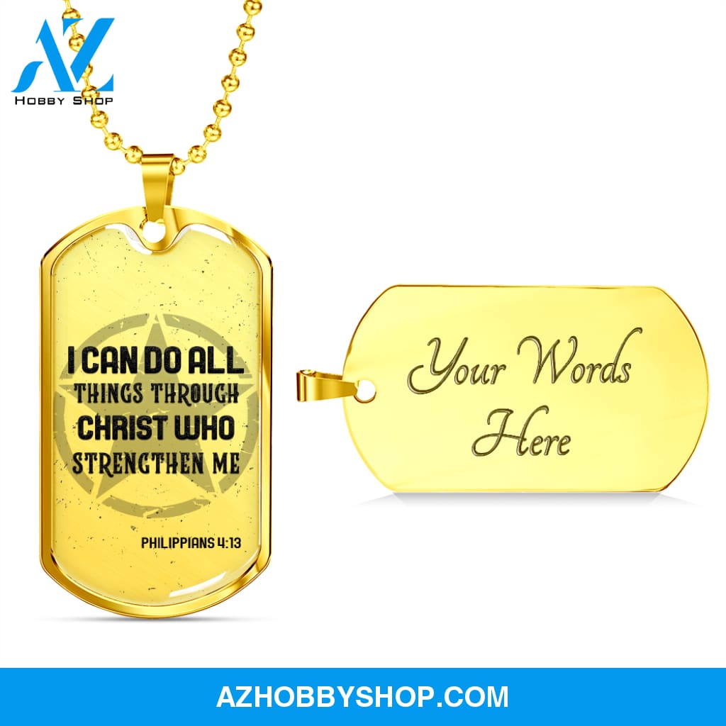 I Can Do All Things - Graphical Dog Tag & Ball chain (steel) Man
