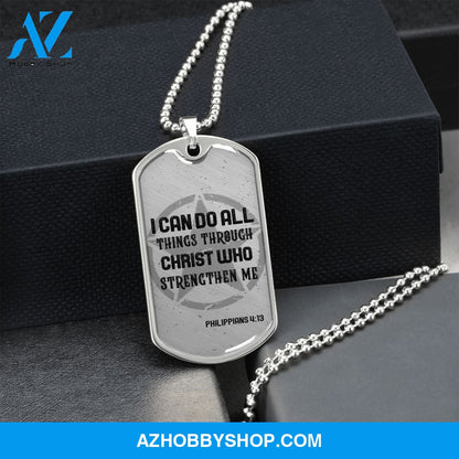 I Can Do All Things - Graphical Dog Tag & Ball chain (steel) Man