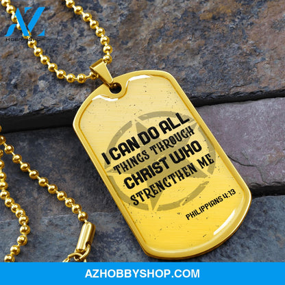 I Can Do All Things - Graphical Dog Tag & Ball chain (steel) Man
