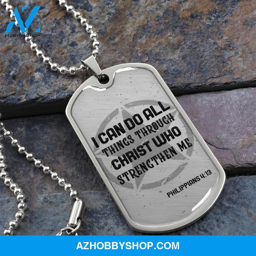 I Can Do All Things - Graphical Dog Tag & Ball chain (steel) Man