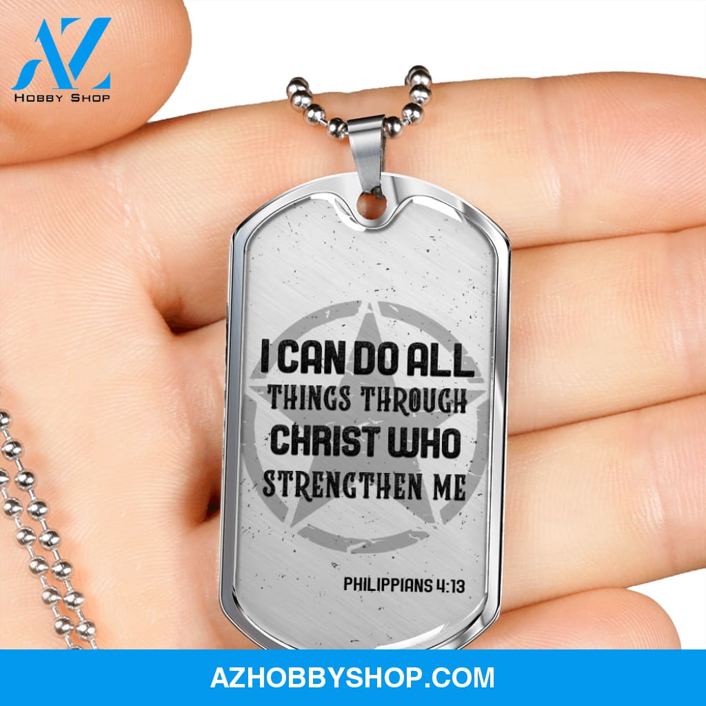 I Can Do All Things - Graphical Dog Tag & Ball chain (steel) Man