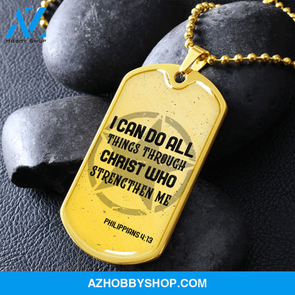 I Can Do All Things - Graphical Dog Tag & Ball chain (steel) Man