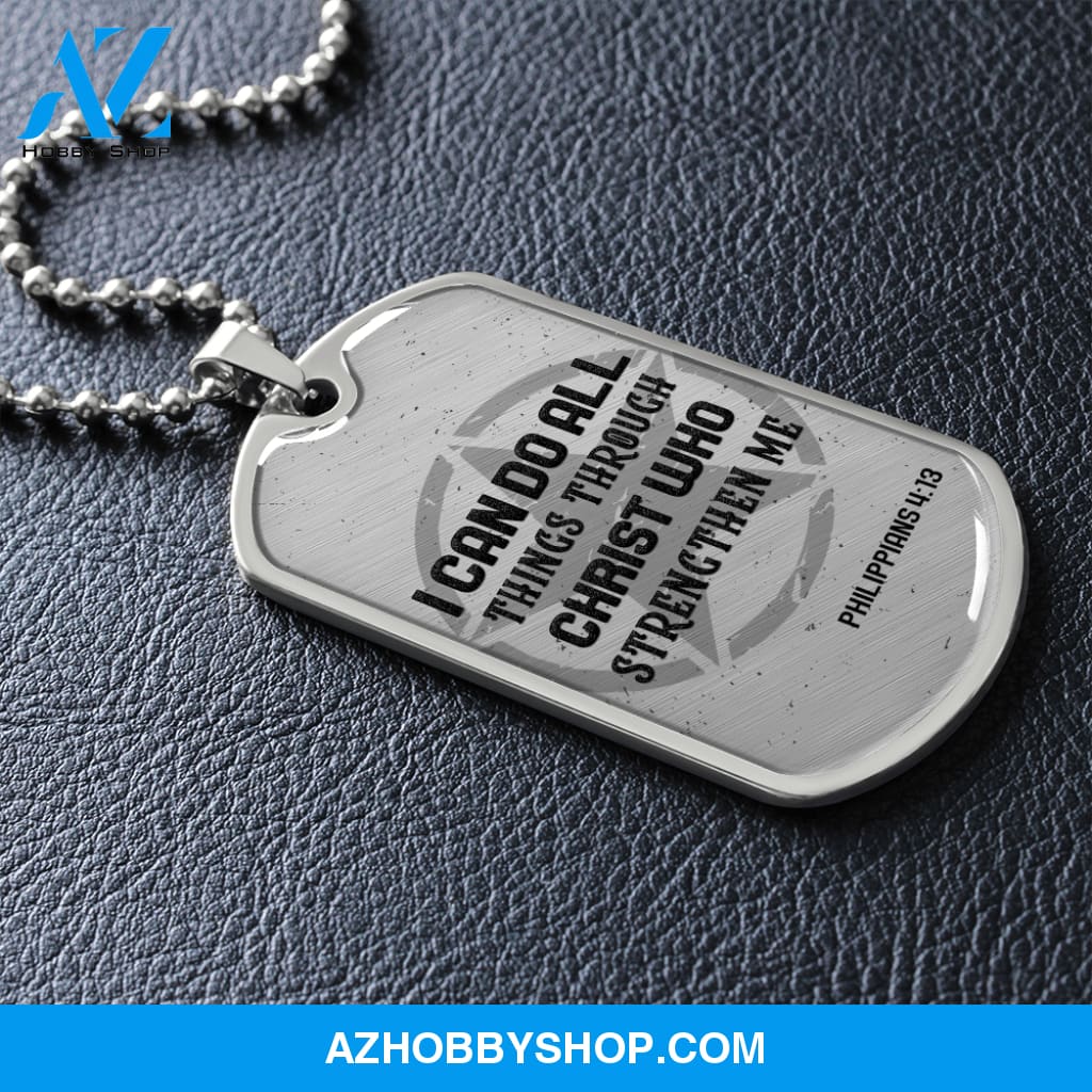I Can Do All Things - Graphical Dog Tag & Ball chain (steel) Man