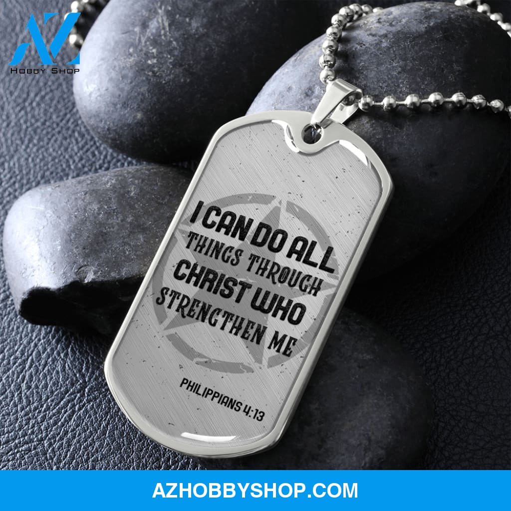 I Can Do All Things - Graphical Dog Tag & Ball chain (steel) Man