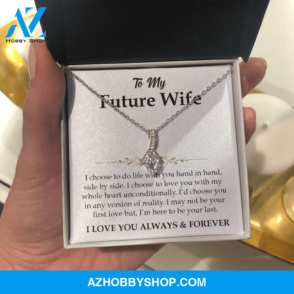 I Choose You to my Future Wife White Gold Necklace