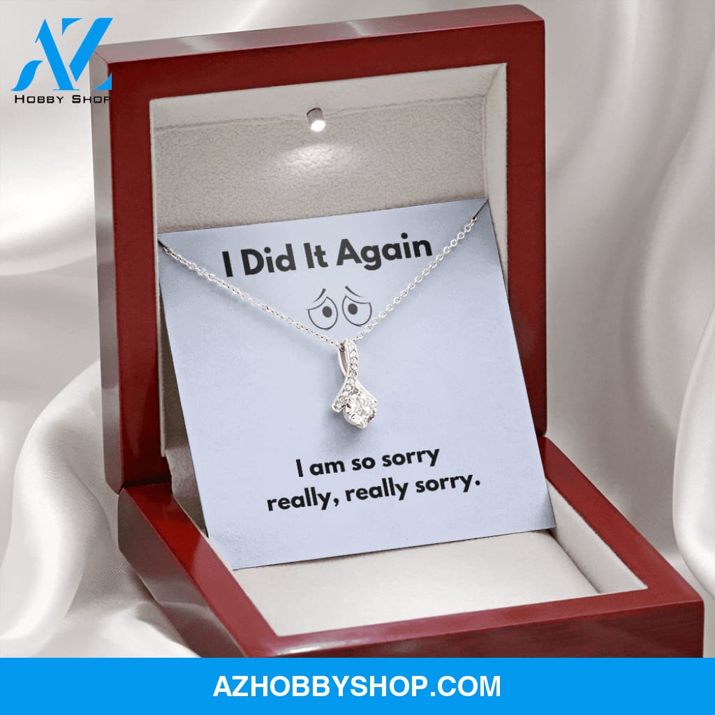 I Did It Again Sorry Forgive Me Apology Alluring Silver Necklace