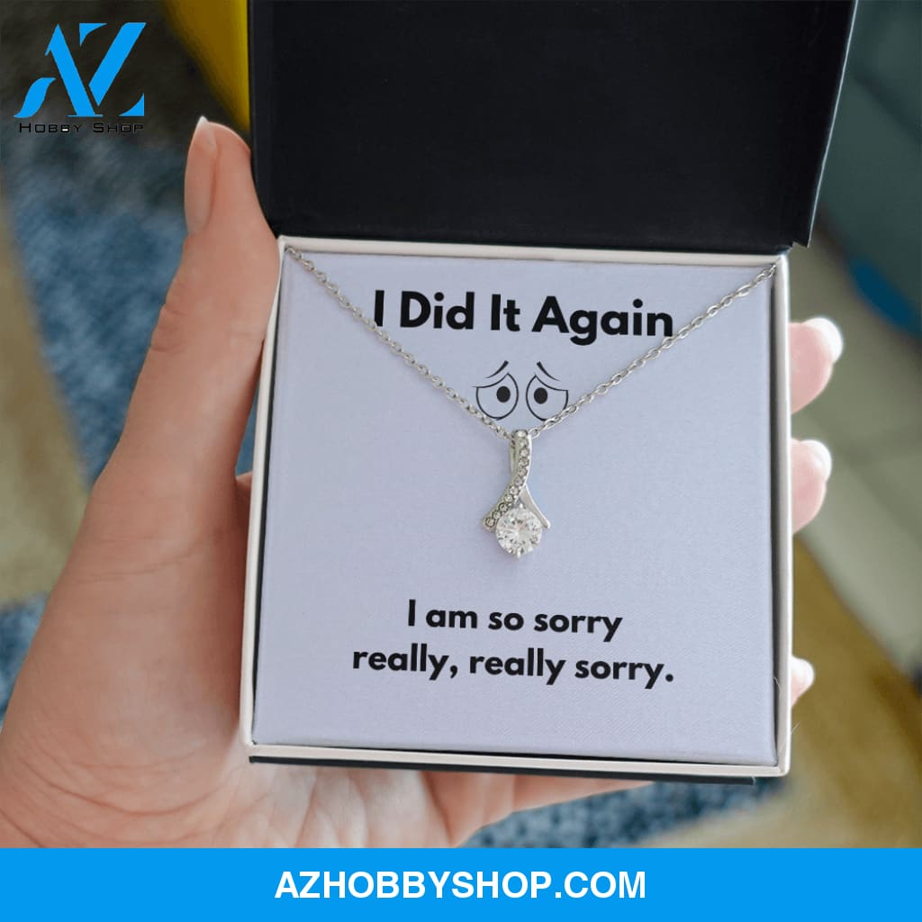 I Did It Again Sorry Forgive Me Apology Alluring Silver Necklace