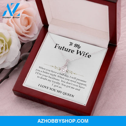 I Love You My Queen - White Gold Necklace