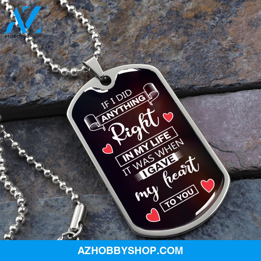 If I Did Anything Right - Graphical Dog Tag & Ball chain (steel) man