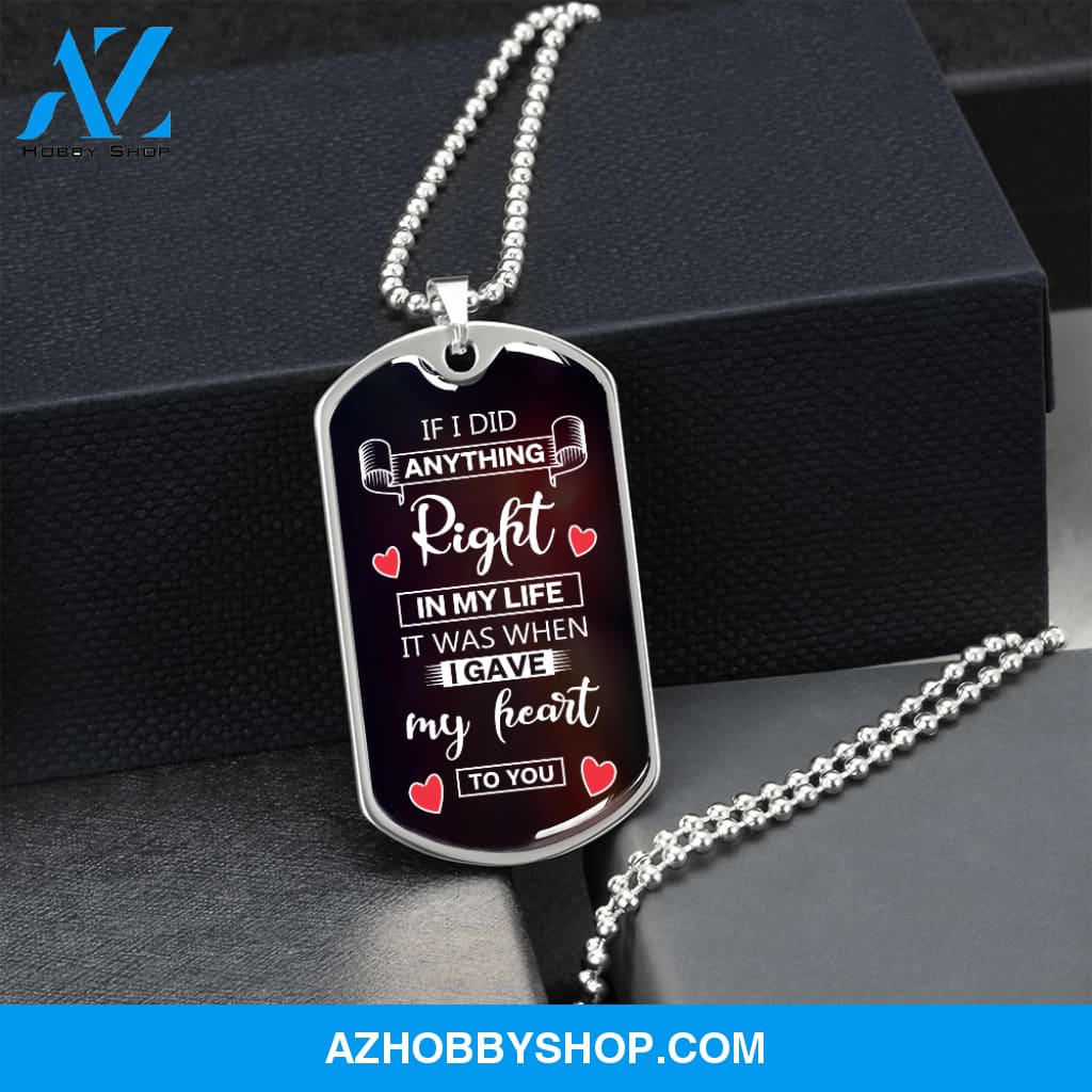 If I Did Anything Right - Graphical Dog Tag & Ball chain (steel) man