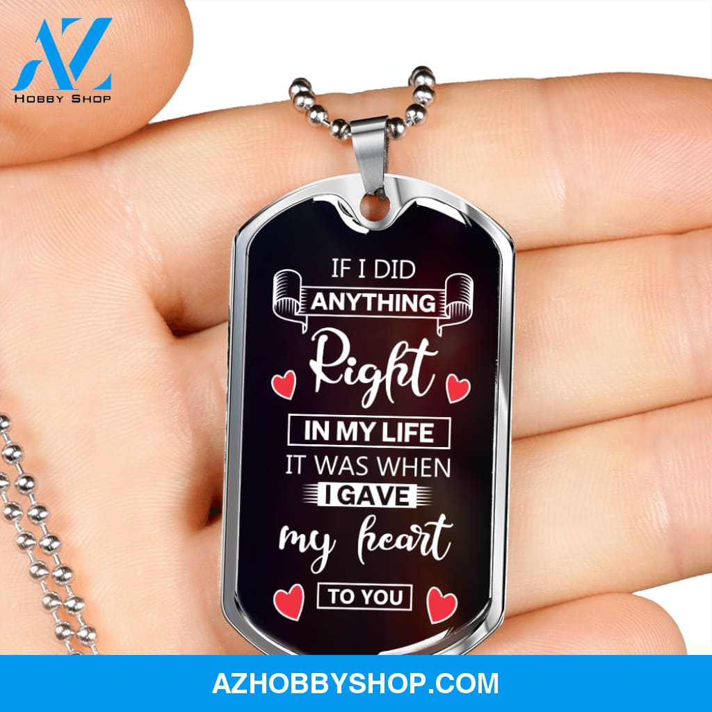 If I Did Anything Right - Graphical Dog Tag & Ball chain (steel) man