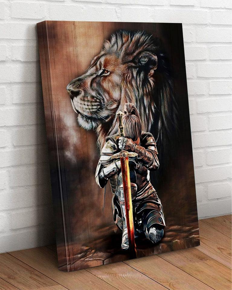 [CUSTOM] Lion And Knight Jesus Female Warrior - Matte Canvas