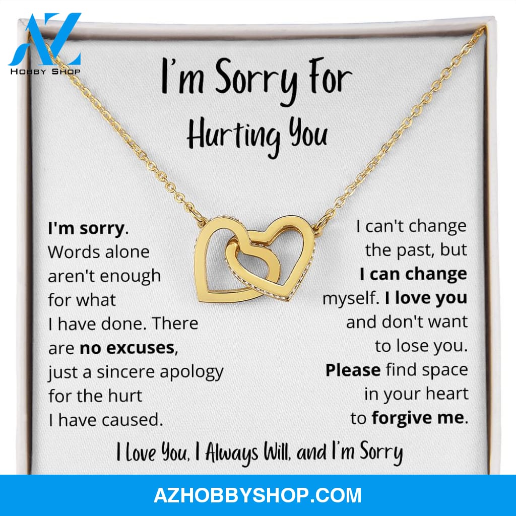 I'm Sorry - Words alone aren't enough - Interlocking Hearts Necklace