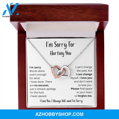I'm Sorry - Words alone aren't enough - Interlocking Hearts Necklace