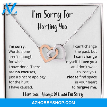 I'm Sorry - Words alone aren't enough - Interlocking Hearts Necklace