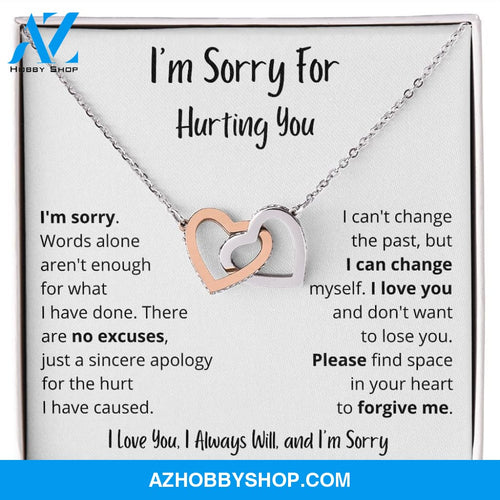I'm Sorry - Words alone aren't enough - Interlocking Hearts Necklace