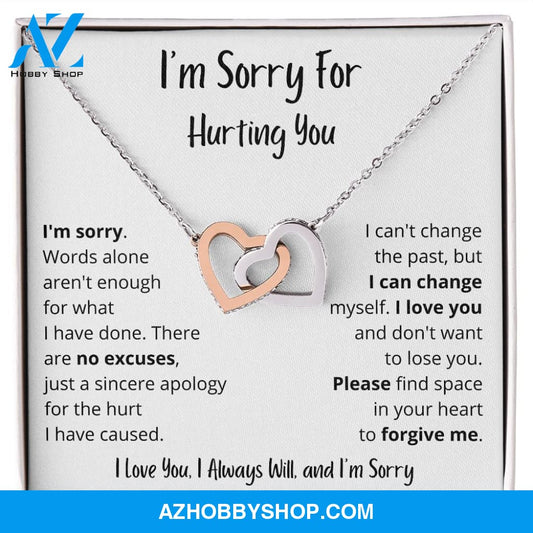 I'm Sorry - Words alone aren't enough - Interlocking Hearts Necklace