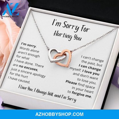 I'm Sorry - Words alone aren't enough - Interlocking Hearts Necklace