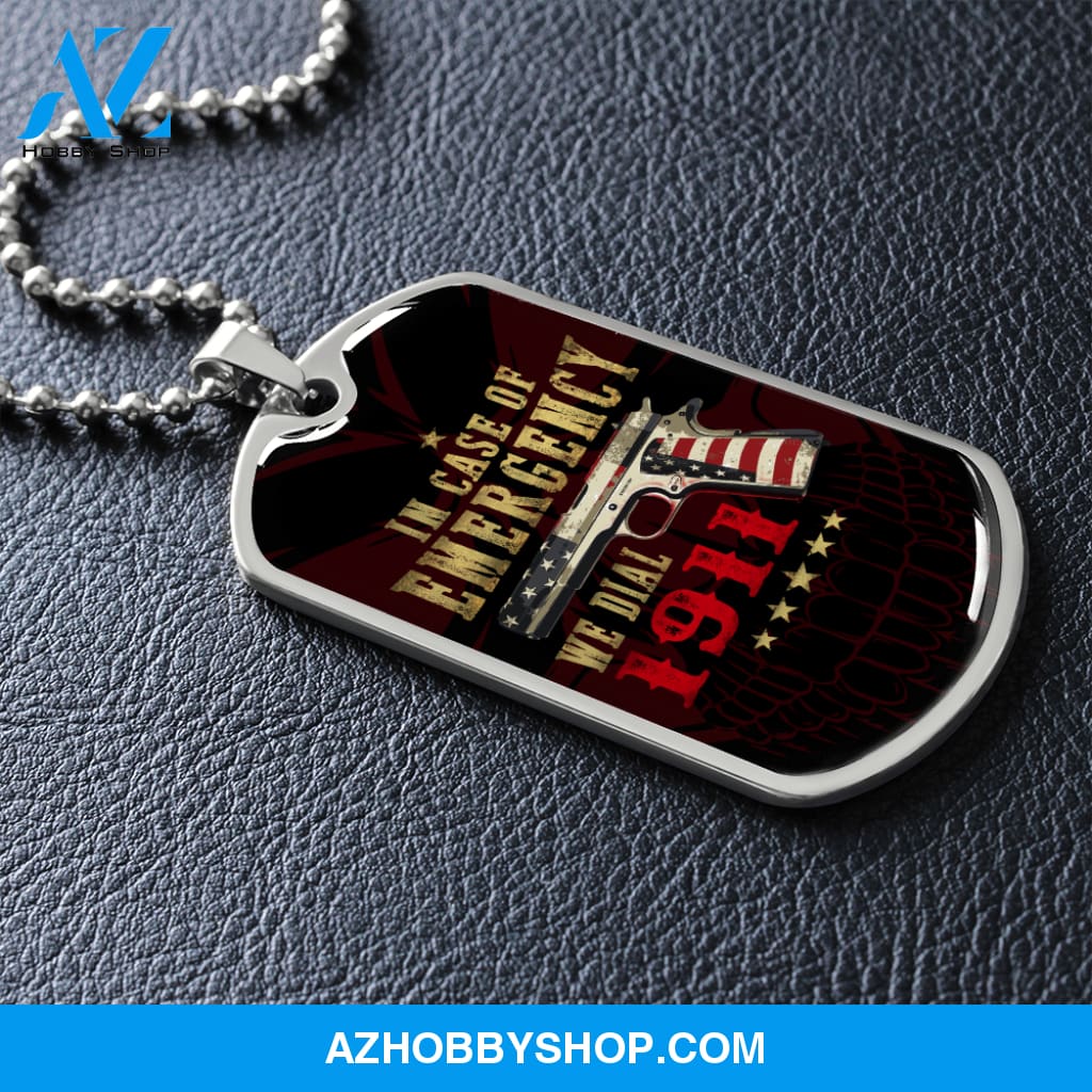 In Case of Emergency - Graphical Dog Tag & Ball chain (steel) Man