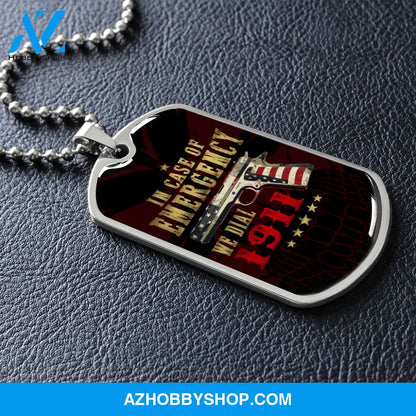 In Case of Emergency - Graphical Dog Tag & Ball chain (steel) Man