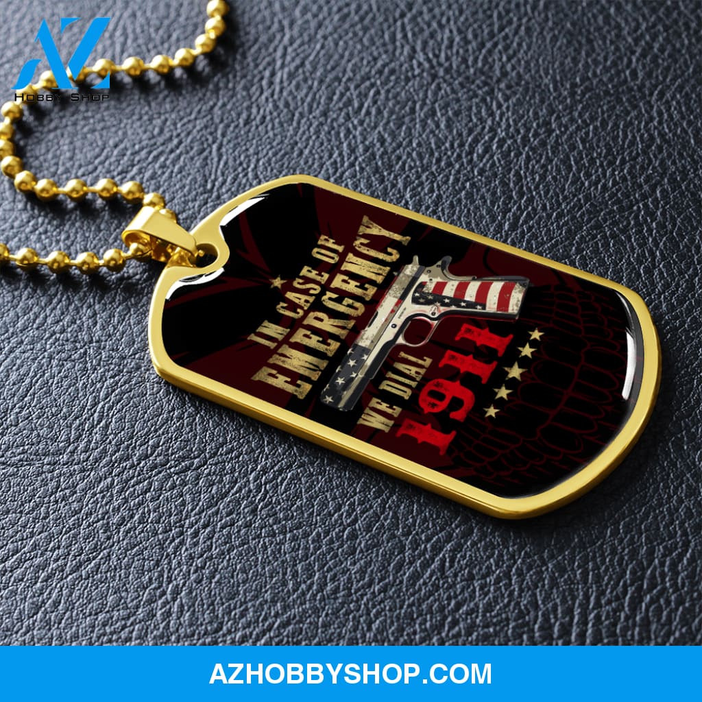 In Case of Emergency - Graphical Dog Tag & Ball chain (steel) Man