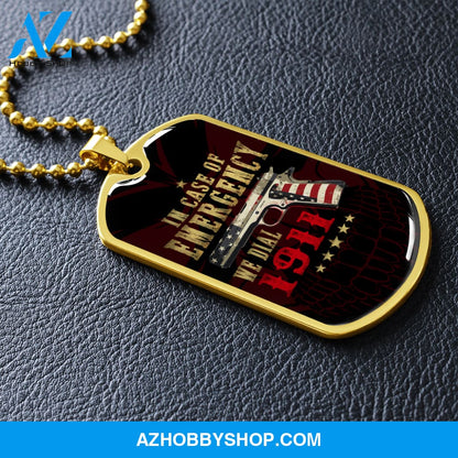 In Case of Emergency - Graphical Dog Tag & Ball chain (steel) Man