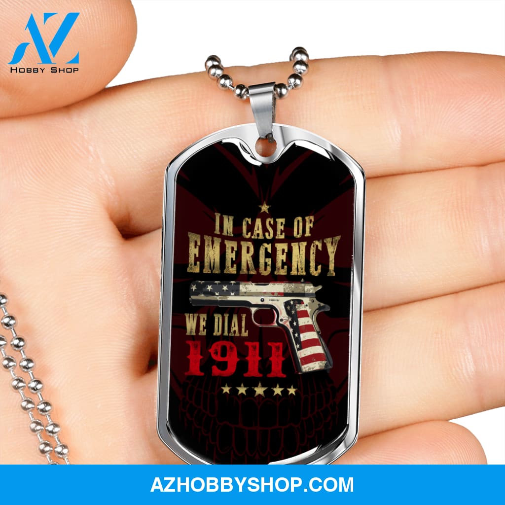 In Case of Emergency - Graphical Dog Tag & Ball chain (steel) Man