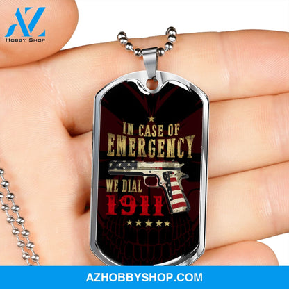 In Case of Emergency - Graphical Dog Tag & Ball chain (steel) Man