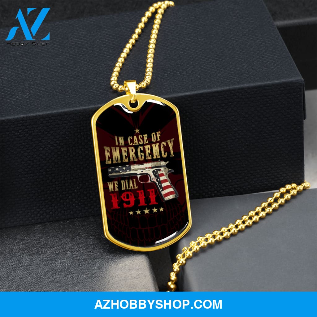 In Case of Emergency - Graphical Dog Tag & Ball chain (steel) Man
