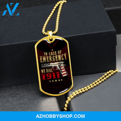 In Case of Emergency - Graphical Dog Tag & Ball chain (steel) Man
