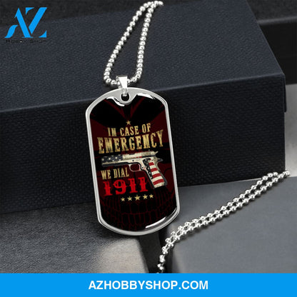 In Case of Emergency - Graphical Dog Tag & Ball chain (steel) Man