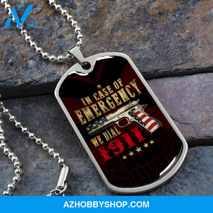 In Case of Emergency - Graphical Dog Tag & Ball chain (steel) Man