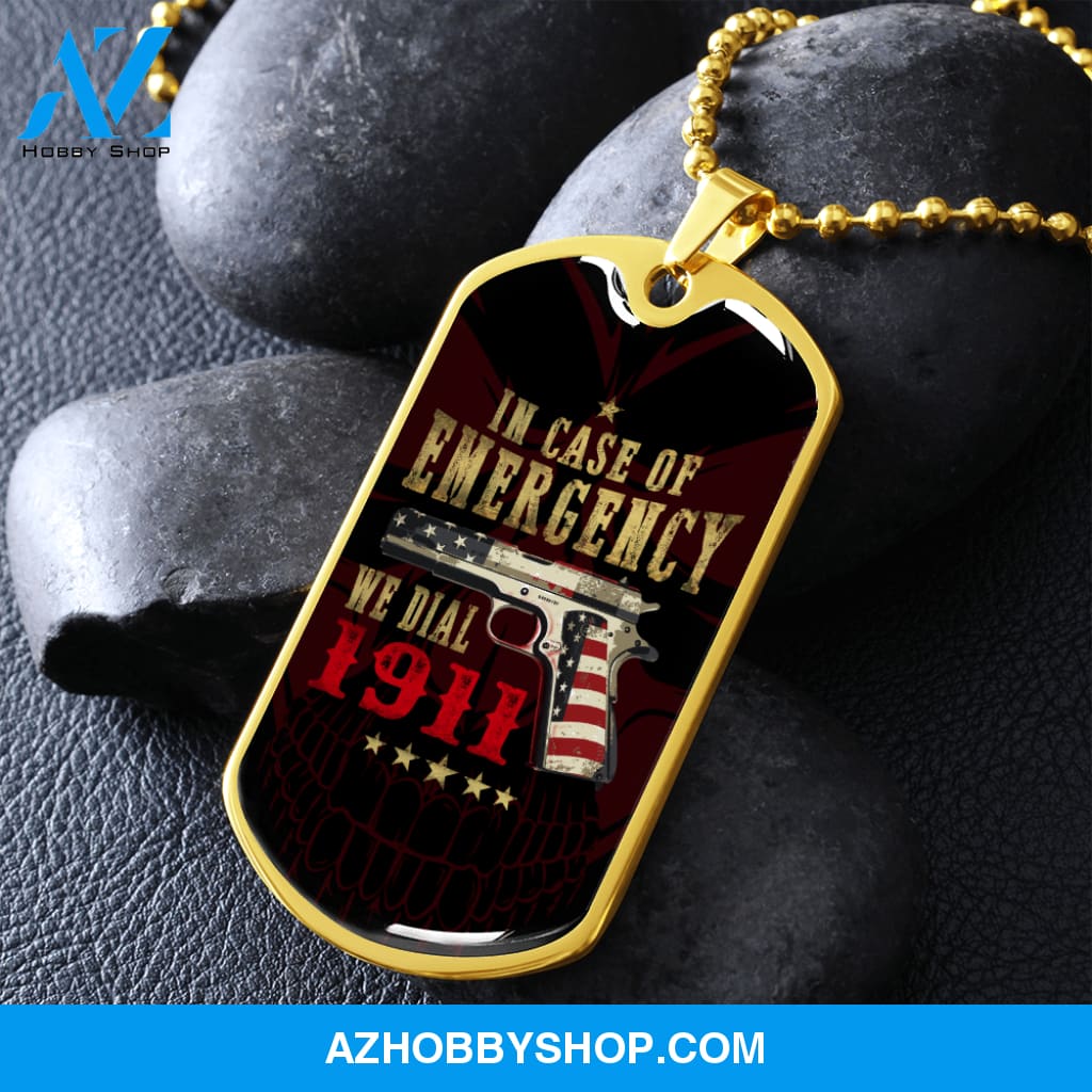 In Case of Emergency - Graphical Dog Tag & Ball chain (steel) Man