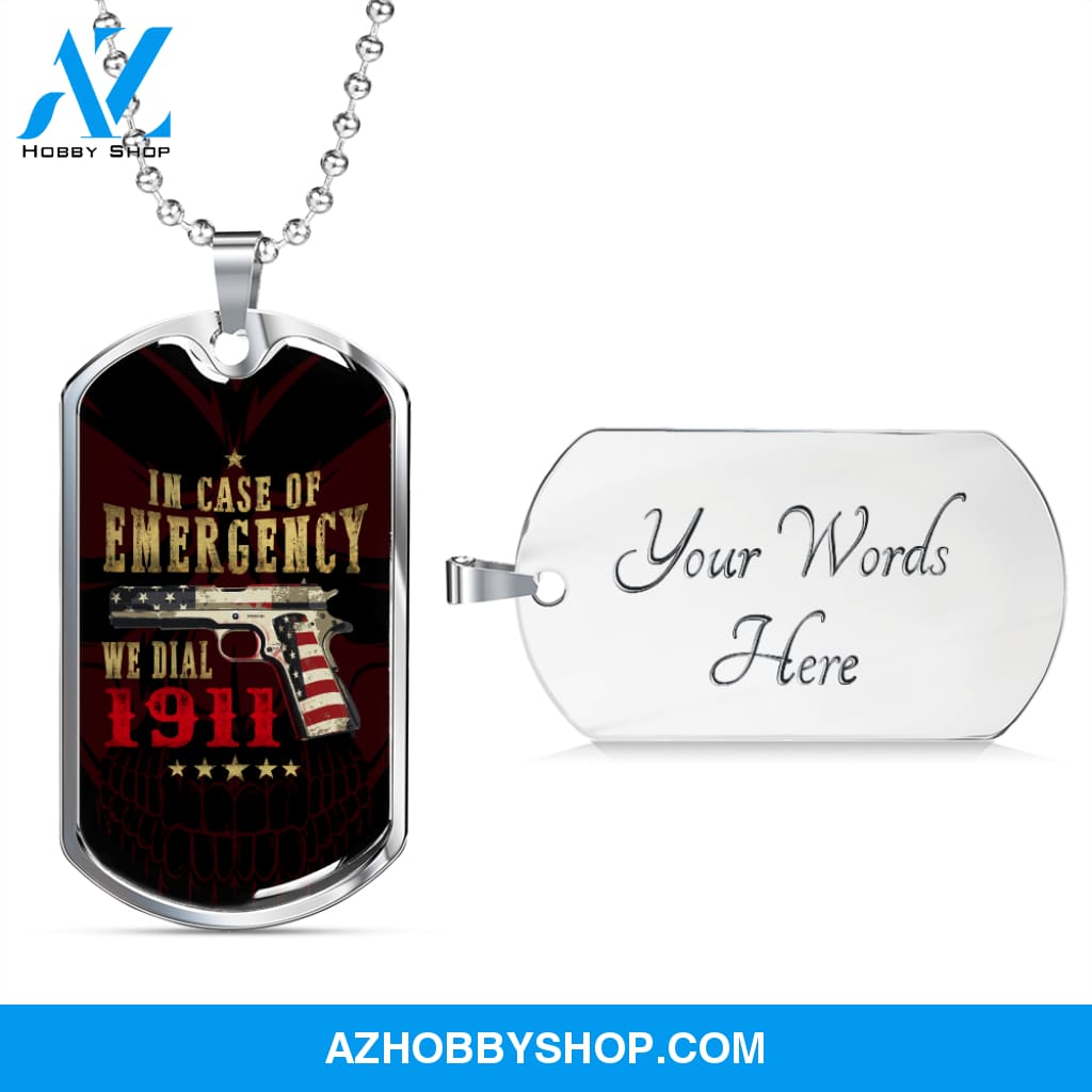 In Case of Emergency - Graphical Dog Tag & Ball chain (steel) Man