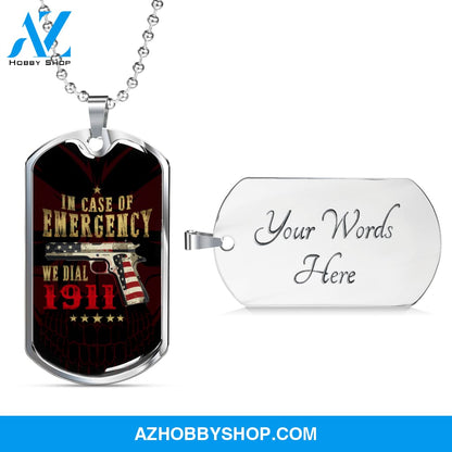 In Case of Emergency - Graphical Dog Tag & Ball chain (steel) Man