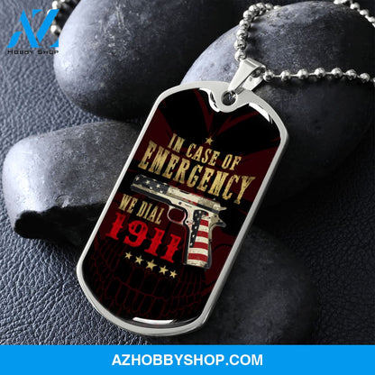 In Case of Emergency - Graphical Dog Tag & Ball chain (steel) Man