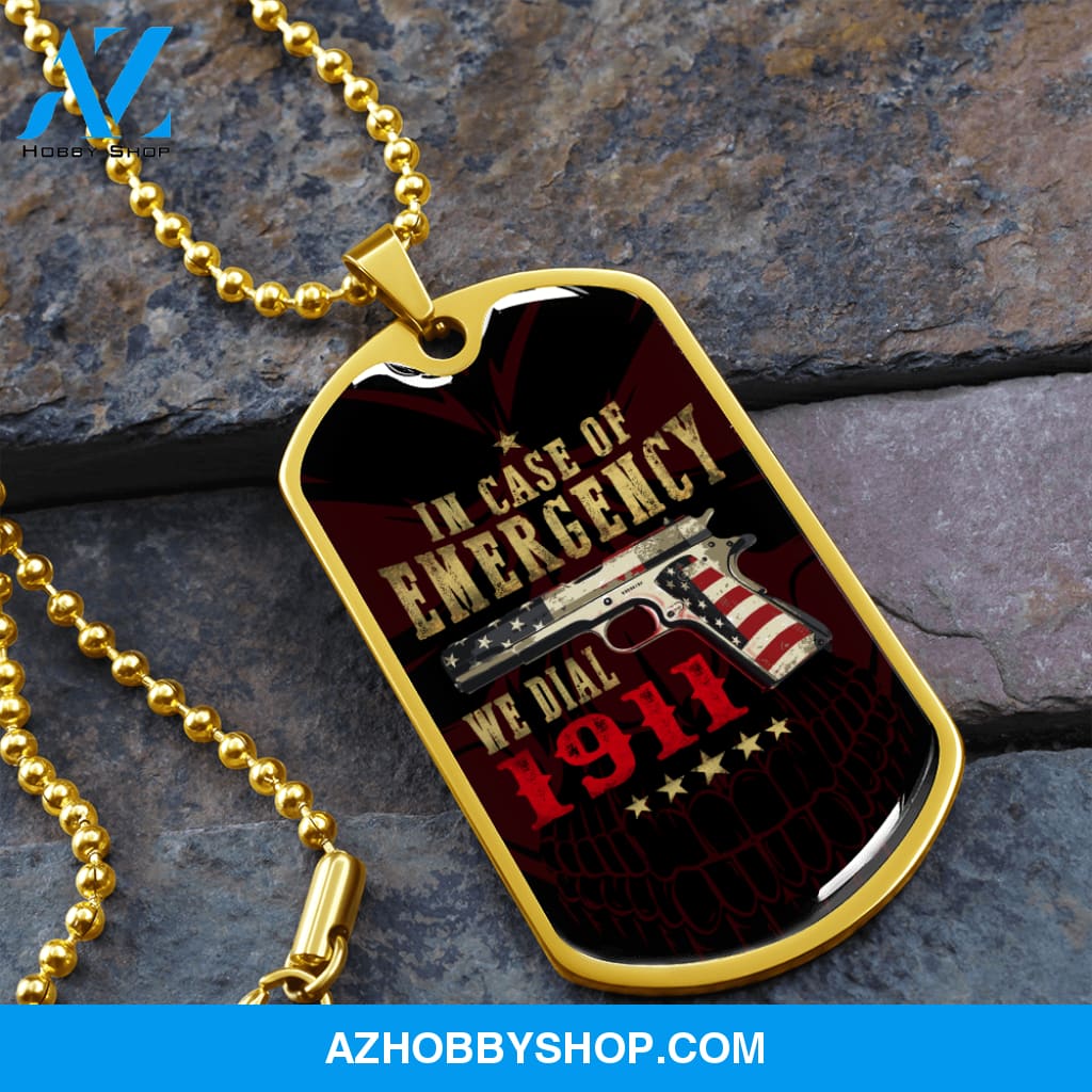 In Case of Emergency - Graphical Dog Tag & Ball chain (steel) Man