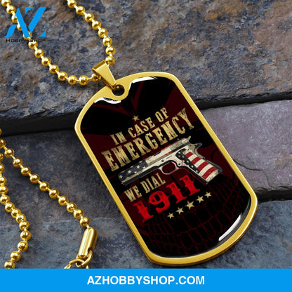 In Case of Emergency - Graphical Dog Tag & Ball chain (steel) Man