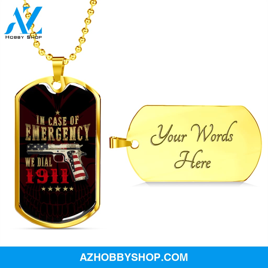In Case of Emergency - Graphical Dog Tag & Ball chain (steel) Man