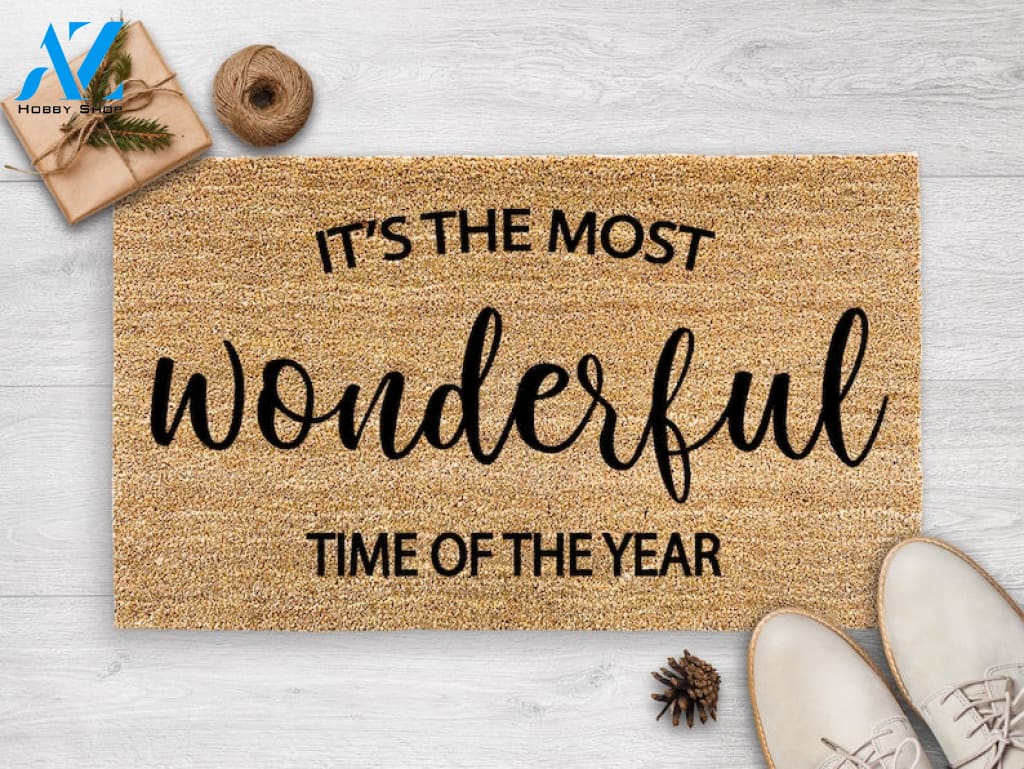 It's The Most Wonderful Time Of The Year - Christmas Doormat - Holiday Decor - Christmas - Seasonal Gift - Merry