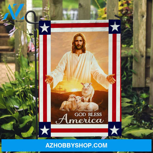 Jesus calls, White lamb, Jesus is king, God bless America - Jesus Flag