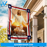 Jesus calls, White lamb, Jesus is king, God bless America - Jesus Flag