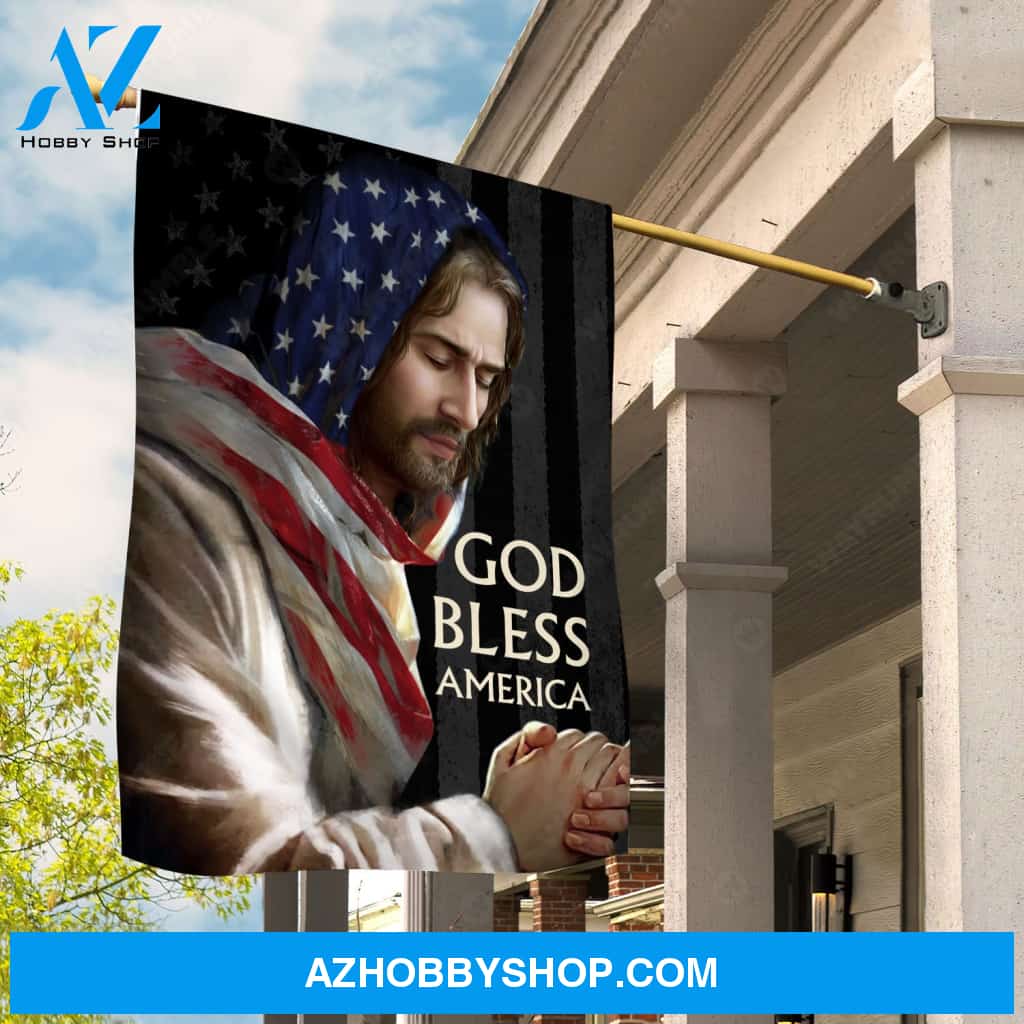 Jesus Christ, Praying, US flag, God bless America - Jesus Flag