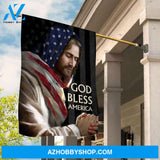 Jesus Christ, Praying, US flag, God bless America - Jesus Flag
